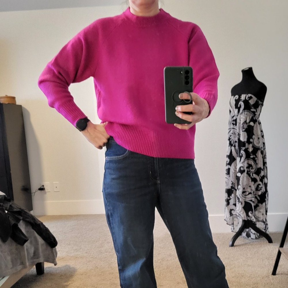 Hot pink crew neck sweater